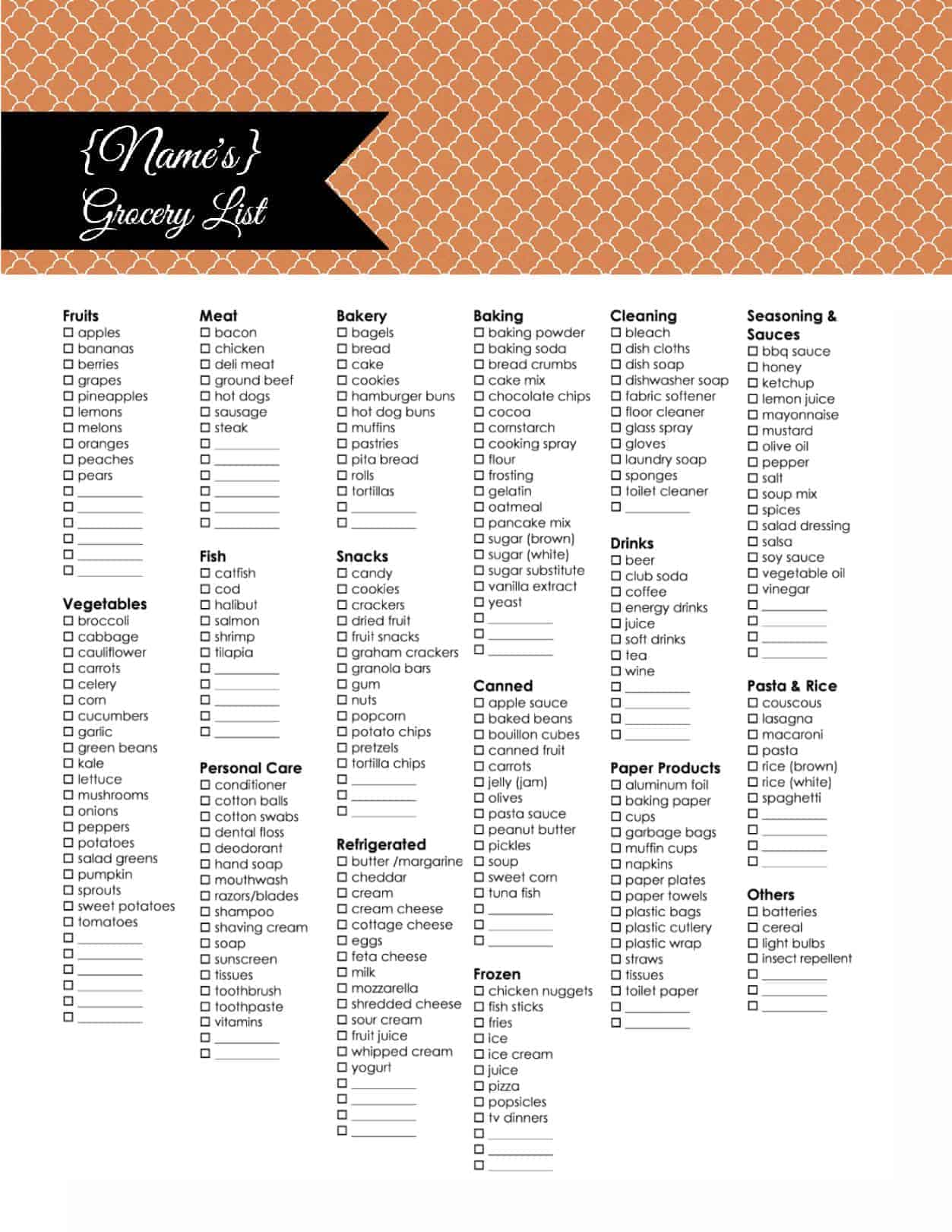 10 Awesome Free Printable Grocery List For Familys
