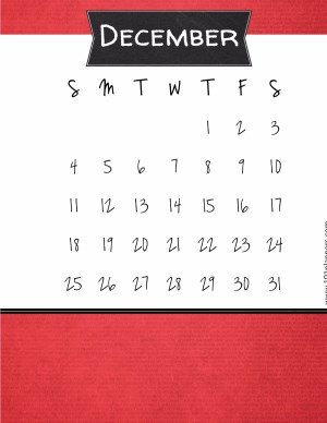 December 2020 Calendar Many designs available Instant download