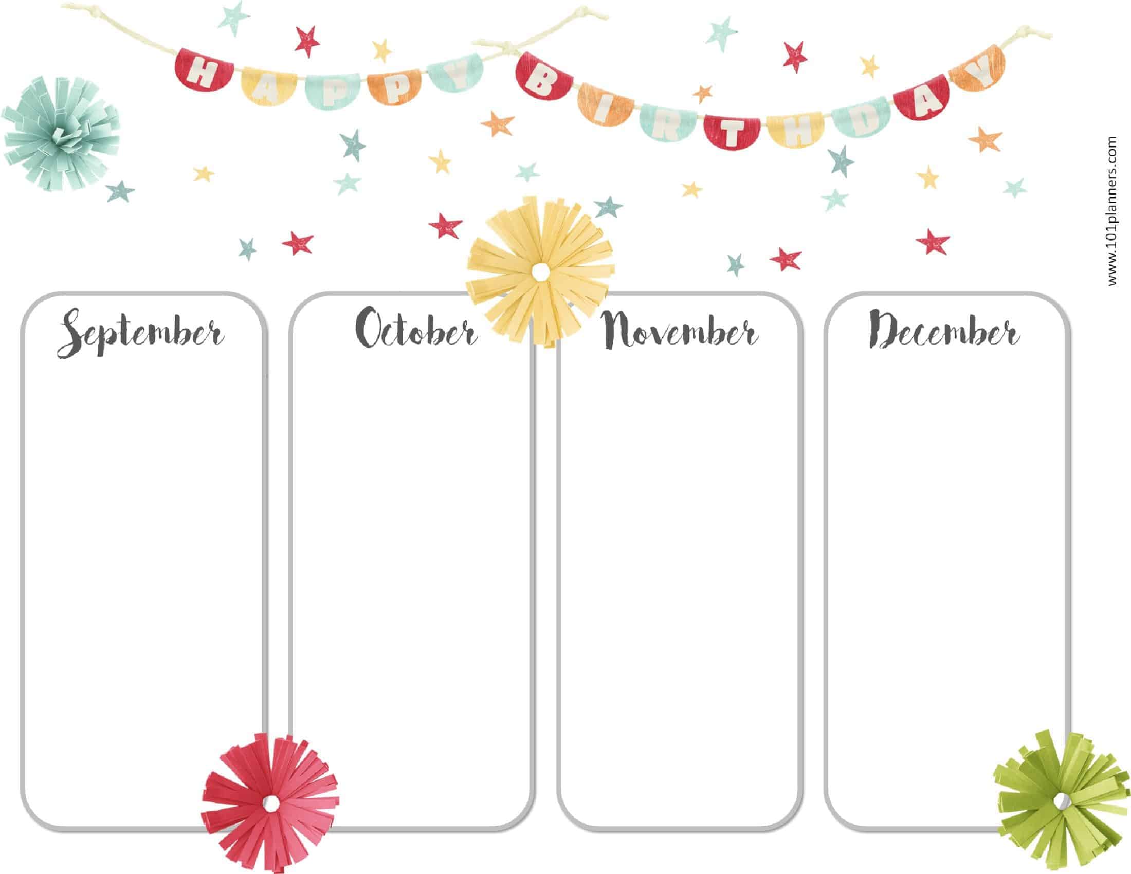 Free Birthday Calendar Printable & Customizable Many Designs!