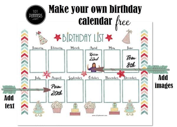 Free Birthday Calendar Printable & Customizable