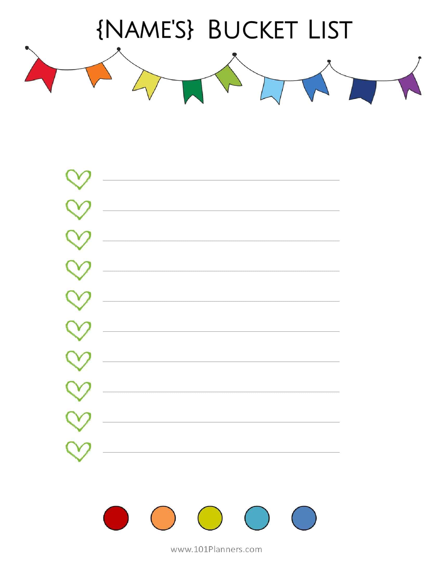 Free Bucket List Printable Customize Online Print at Home