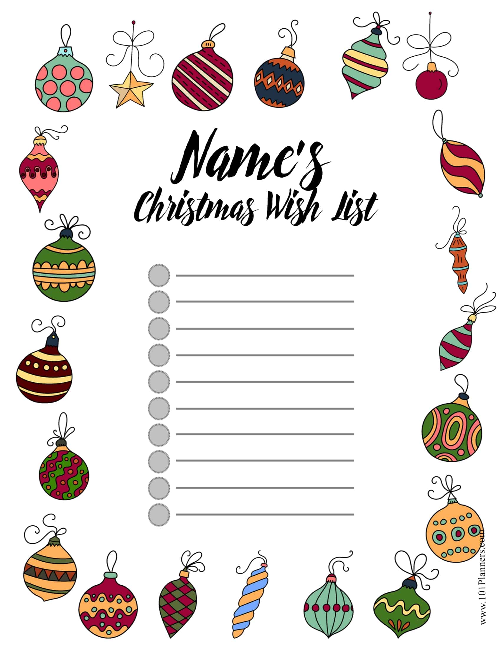 Free Editable Christmas Wish List Template