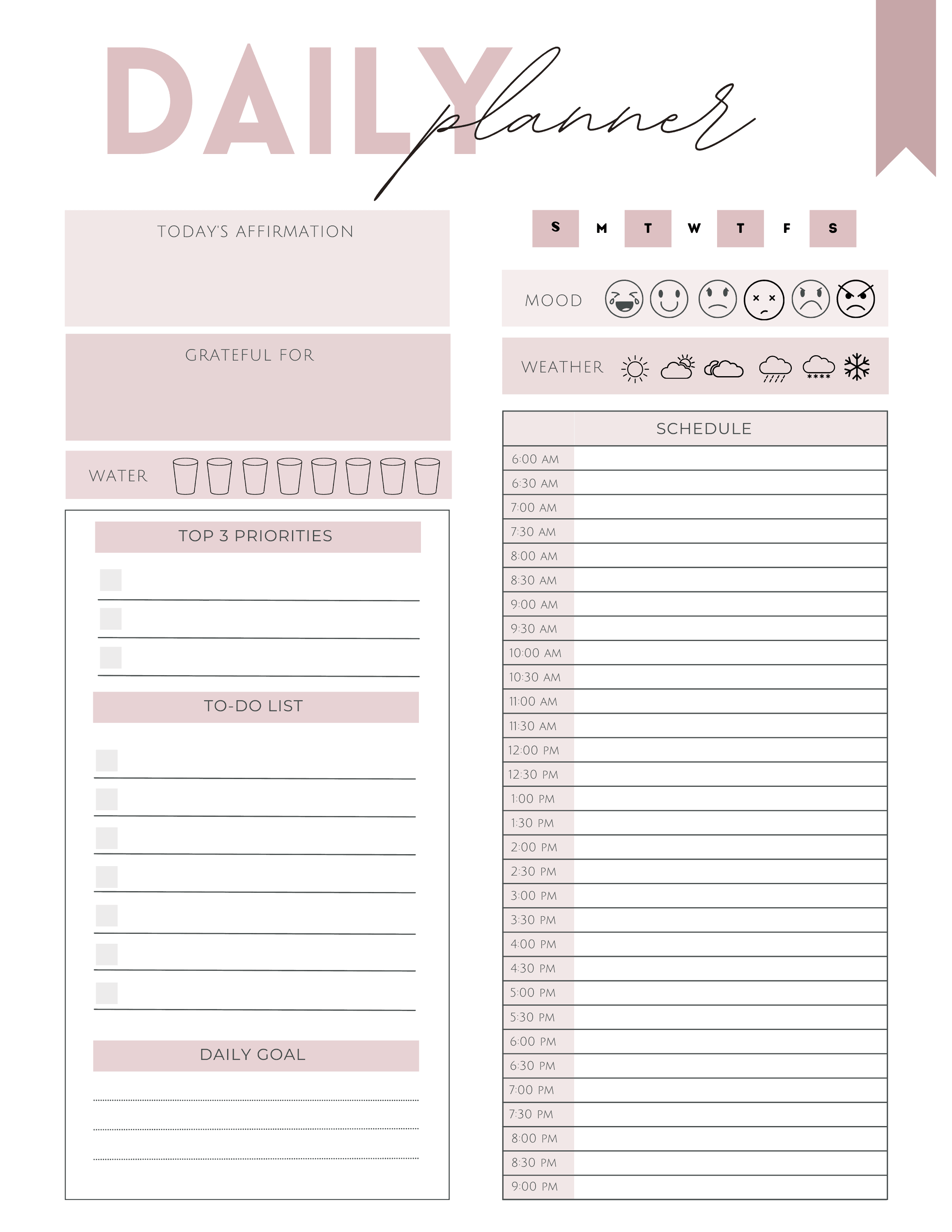 2023 2024 Daily Hourly Planner Templates Pack Printable 