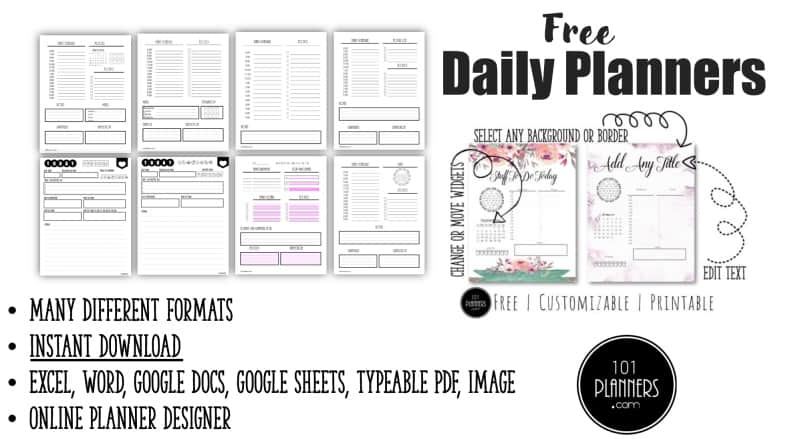 2023 2024 Daily Hourly Planner Templates Pack Printable 