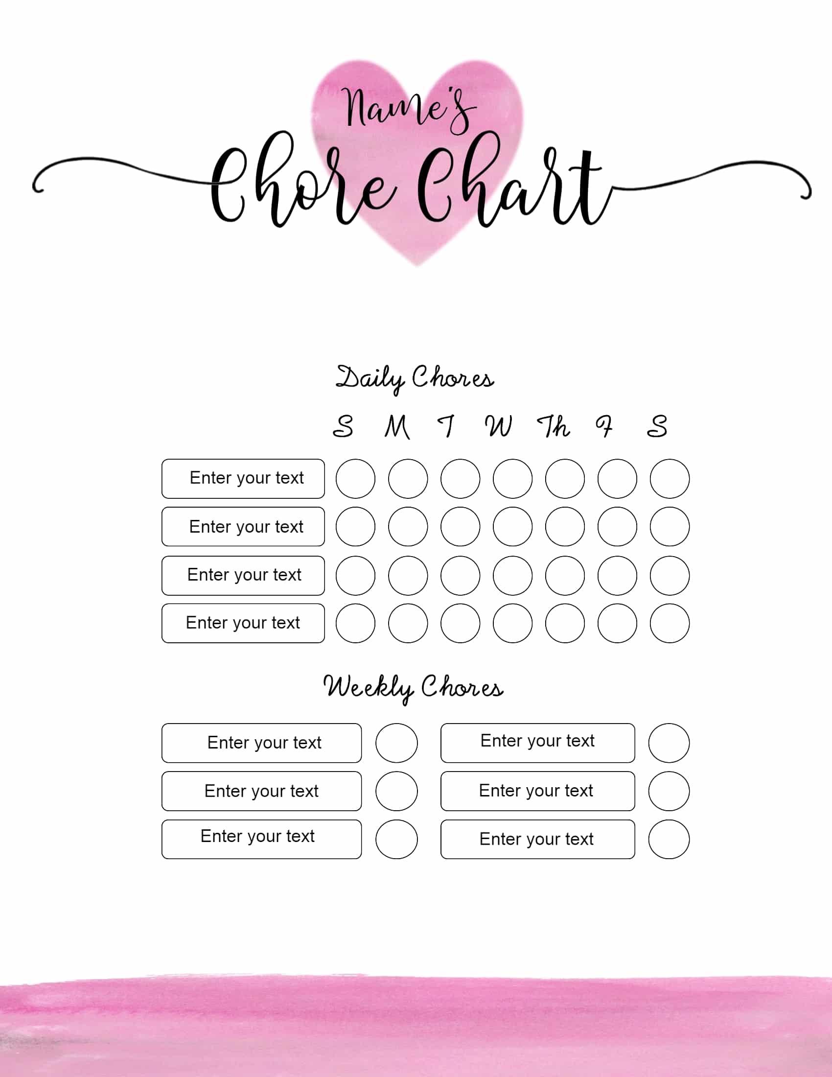 FREE chore chart template | 101 Different Designs