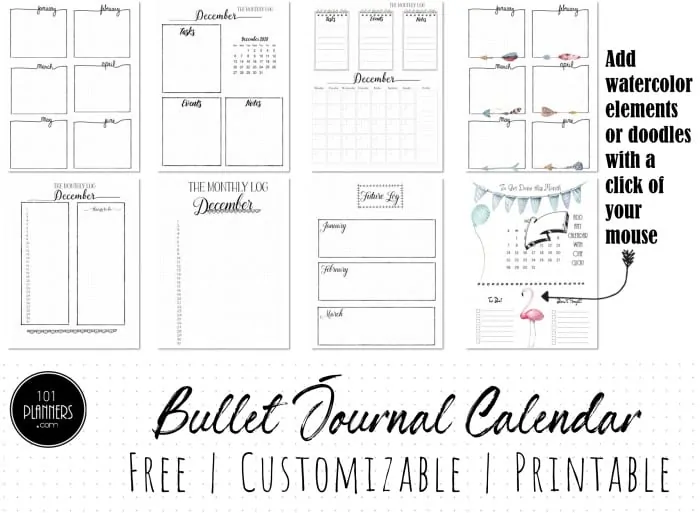 Bullet Journal Calendar Free