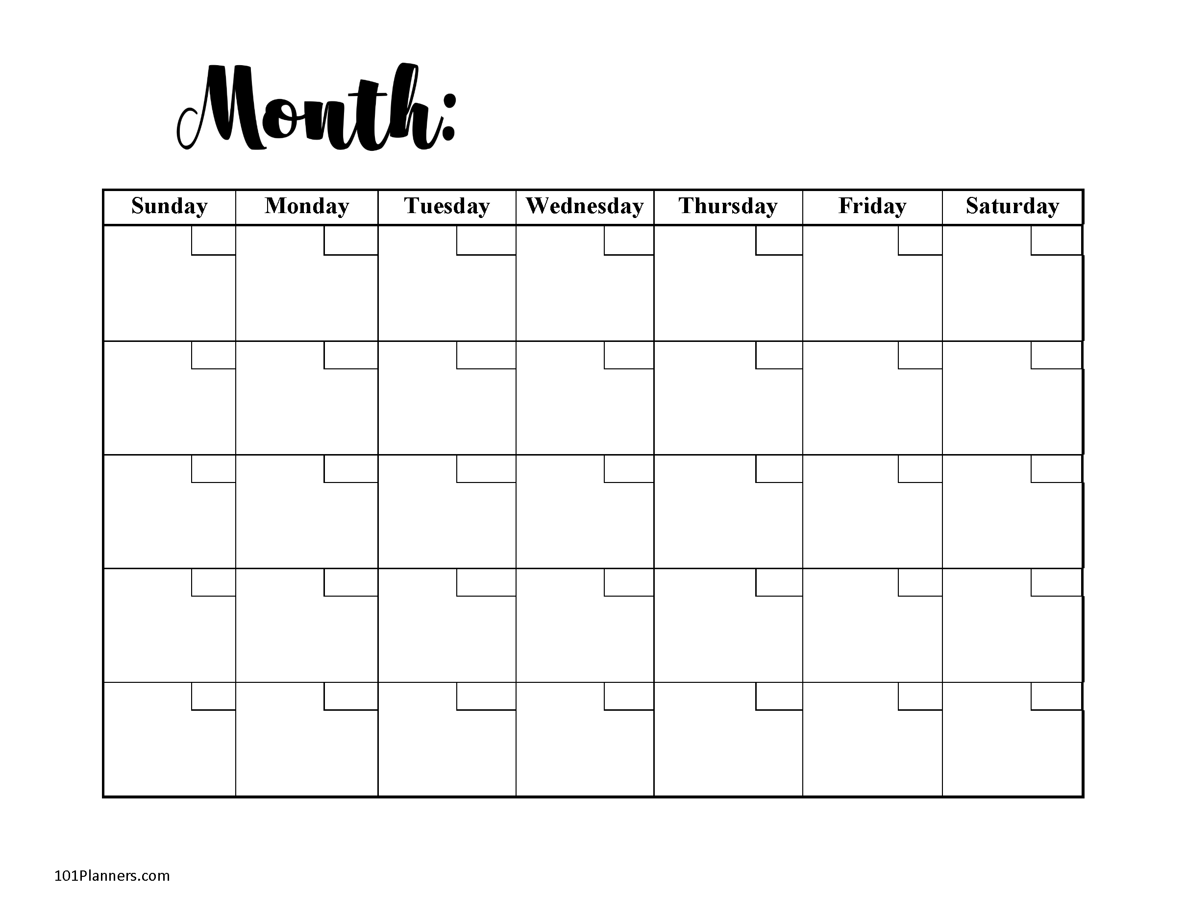 blank month calendar