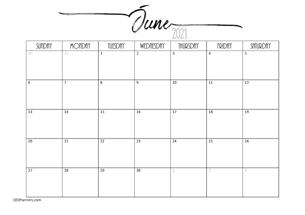 34+ Pdf Free Printable Monthly Calendar June 2021 Images