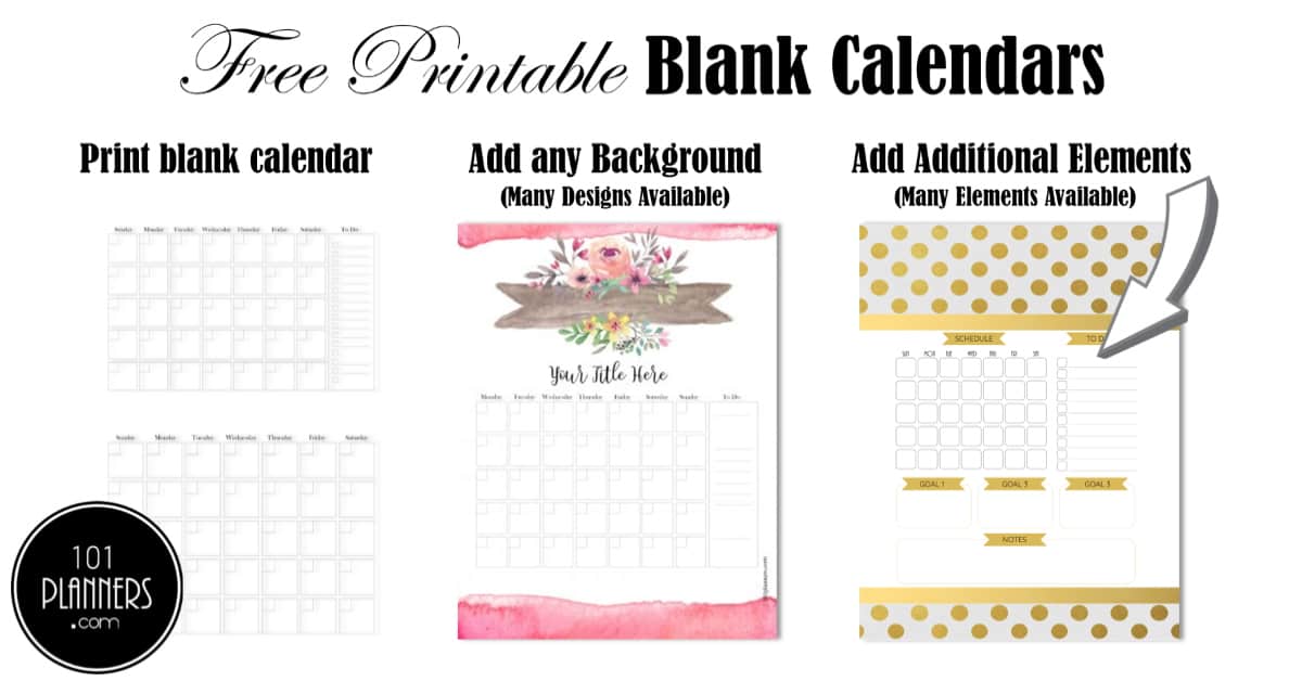 Free Blank Calendar Templates Word, Excel, PDF for any month