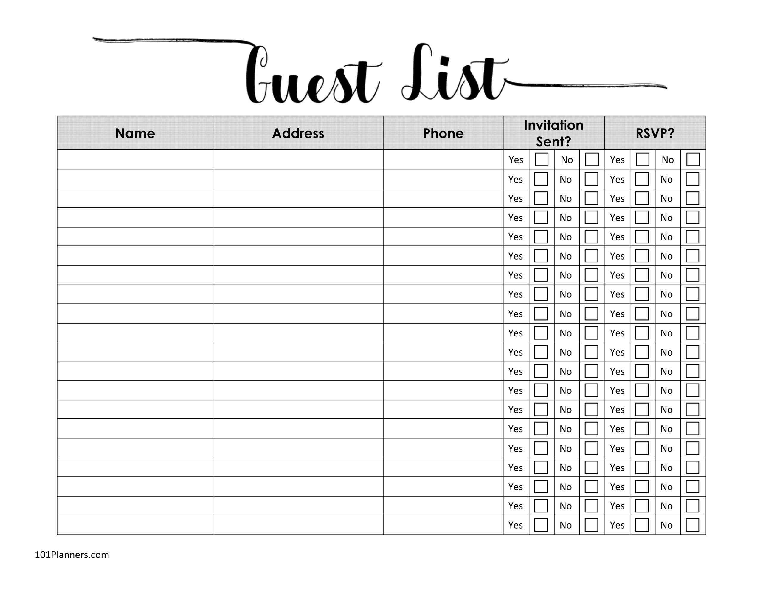 what is a good guest list planner