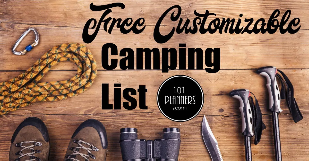 FREE Camping Checklist  Print, Download or Send by Email