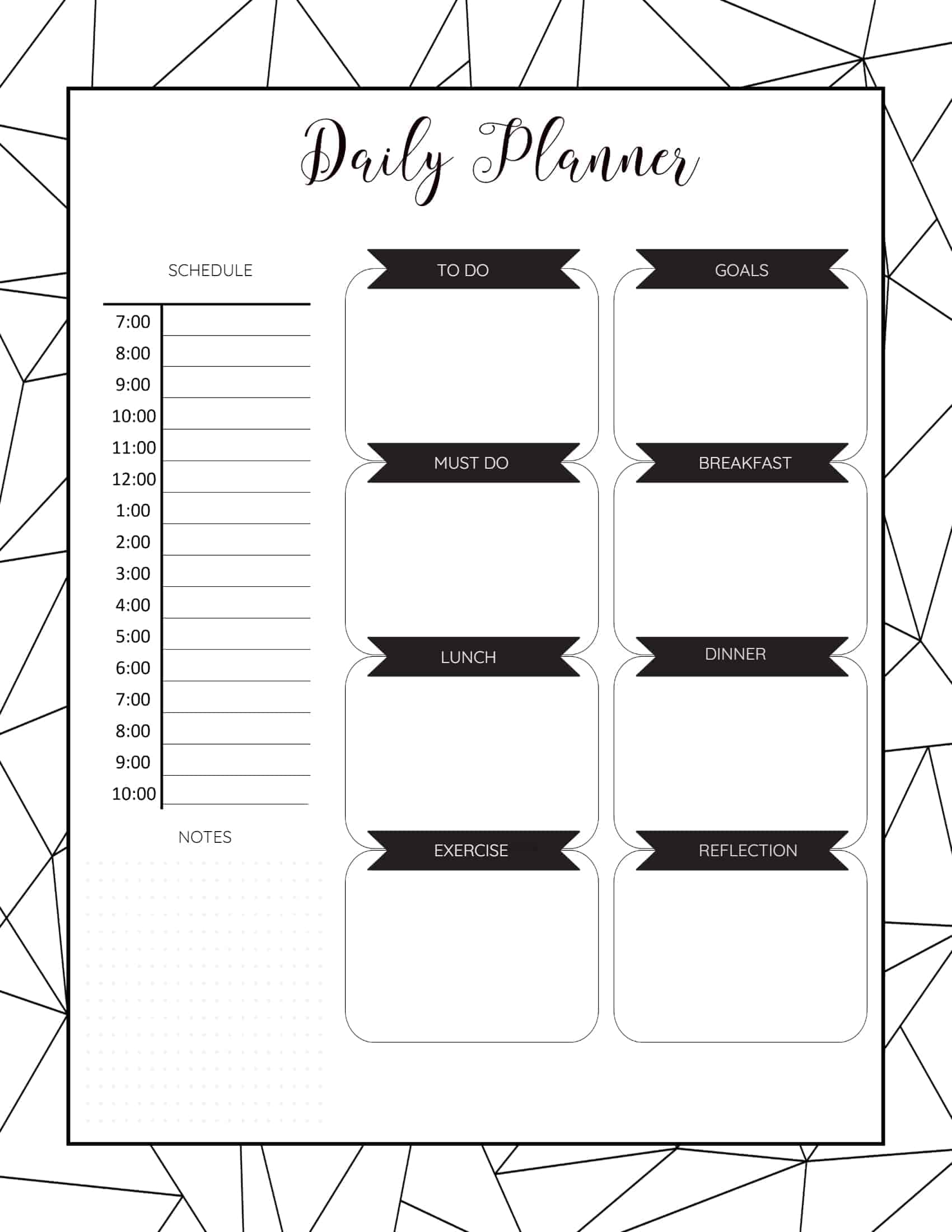 daily schedule free printable daily planner template