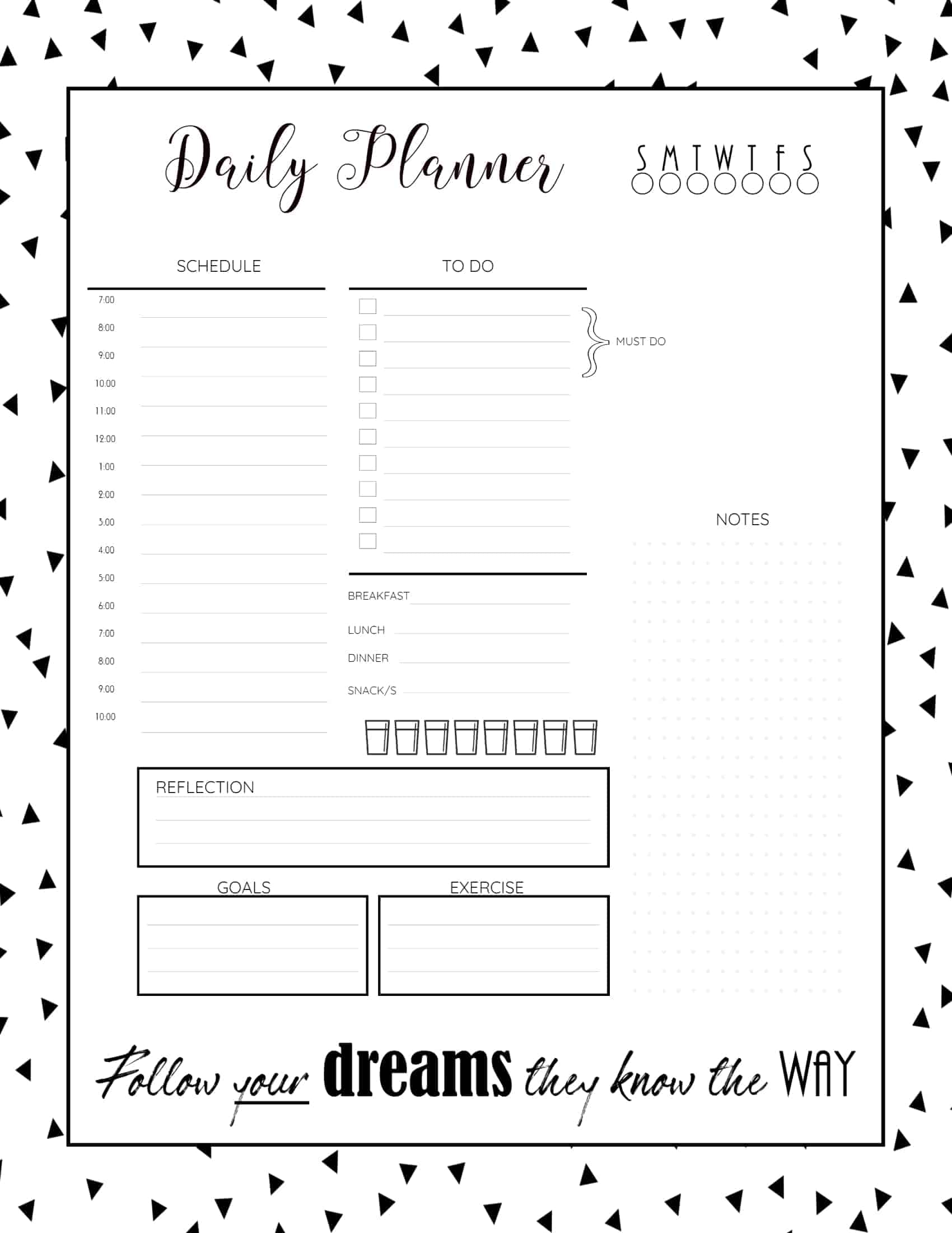 editable customizable daily schedule template