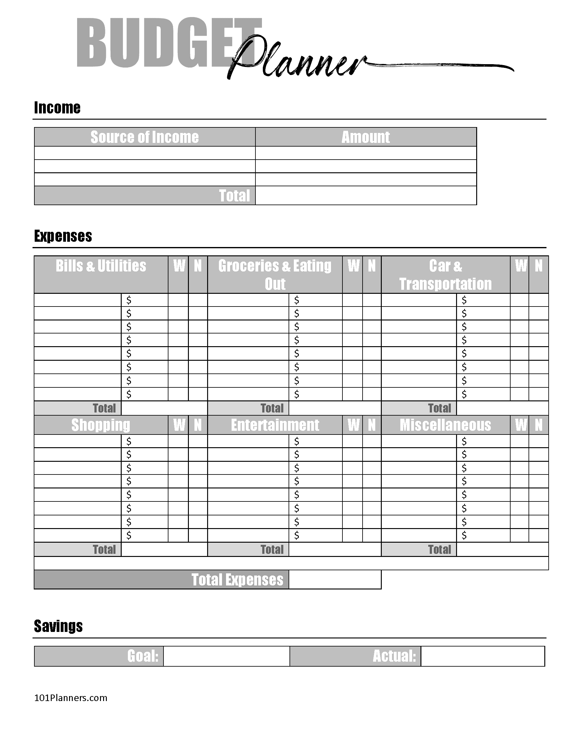 budget and expense tracker