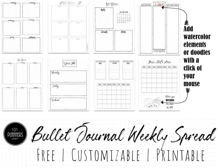 Printable Bullet Journal Templates - Blank Layouts And Grid Pages