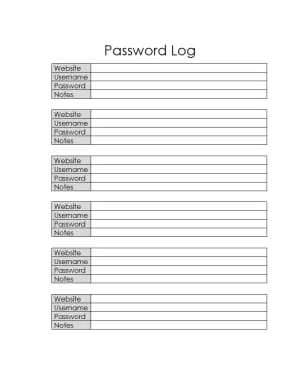 Password Log Book Template Set. Password Log Book A4 Size