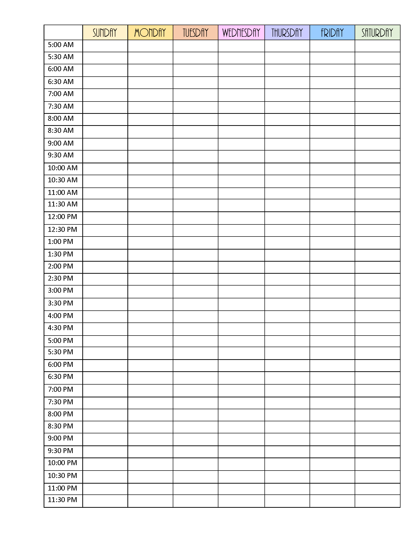 blank daily planner template