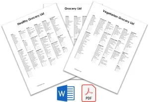grocery list template free printable