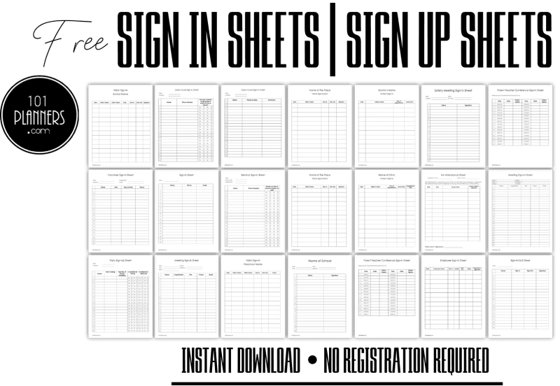 sign in template excel