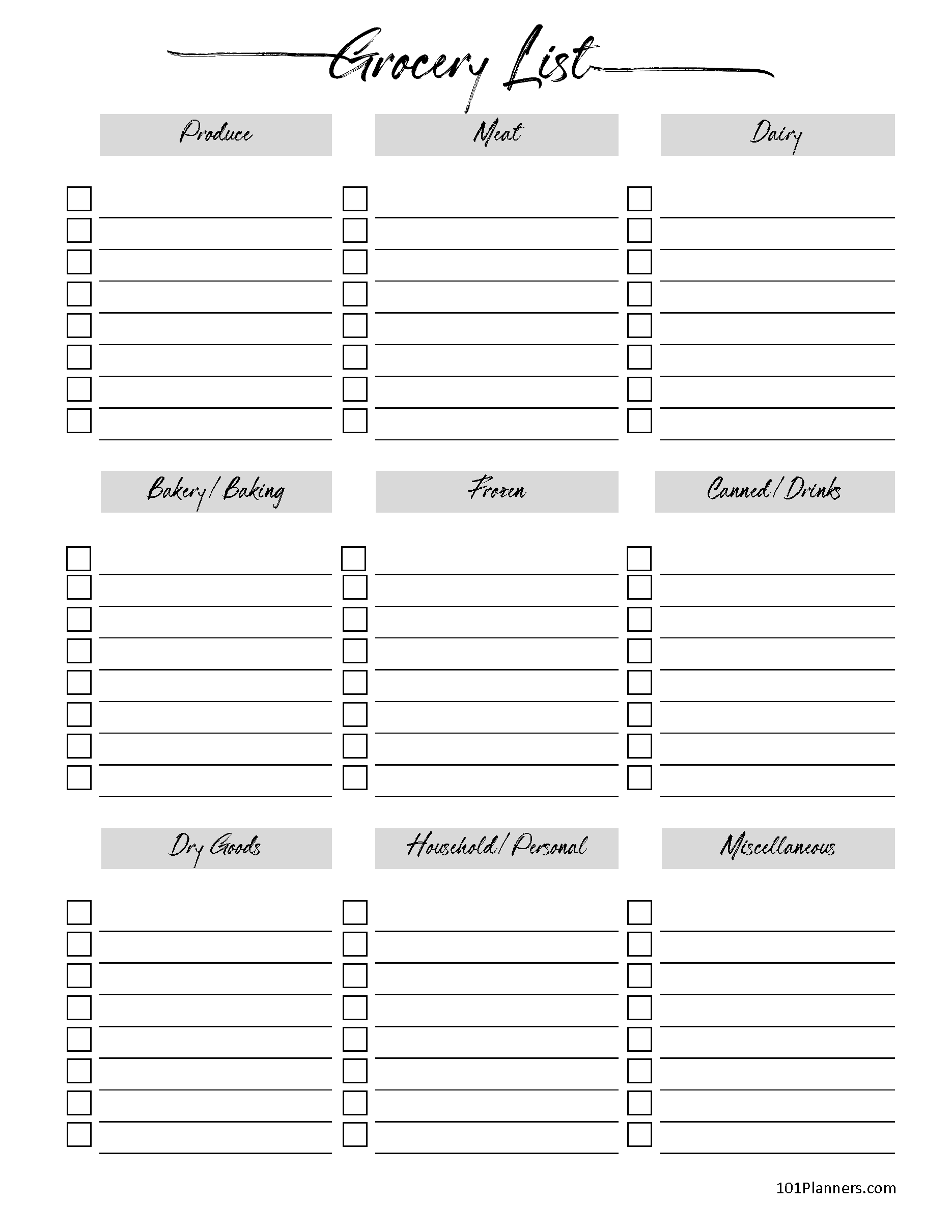 Editable Master Grocery List Shopping List Template Grocery List Template  Printable Digital Meal Planning Grocery List PDF 