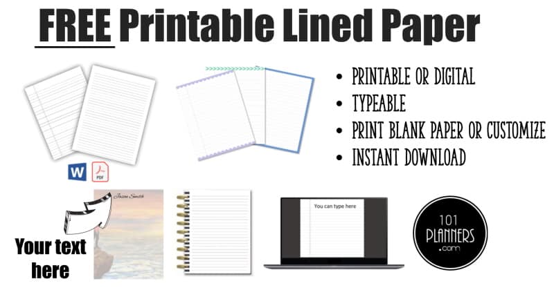 Printable Lined Paper wide-ruled on legal-sized paper in portrait