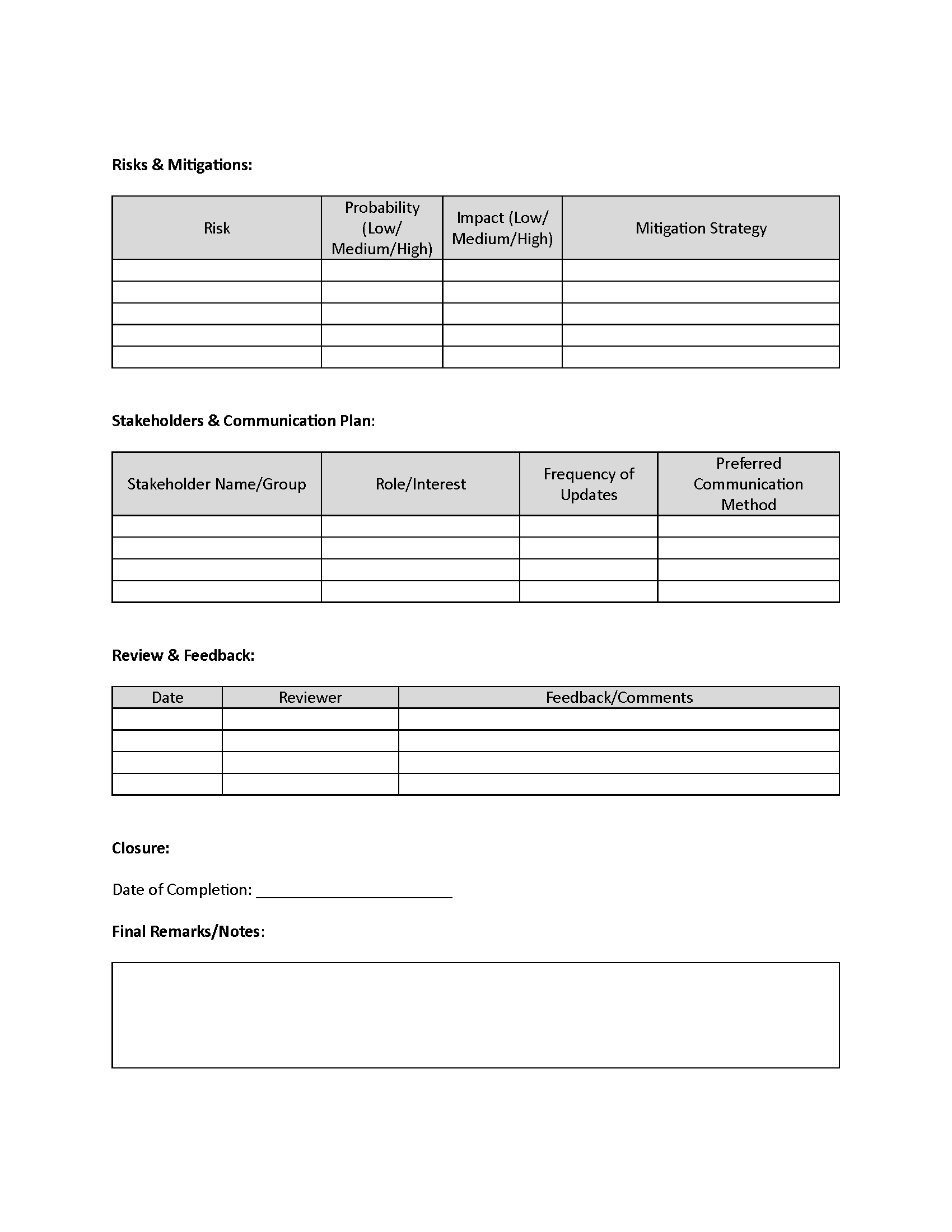 FREE Editable Project Plan Template | Word, Excel, Typeable PDF